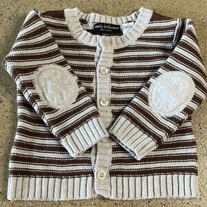 Wendy Bellissimo Baby Cotton Striped Cardigan Elbow Patches sz 6Mos